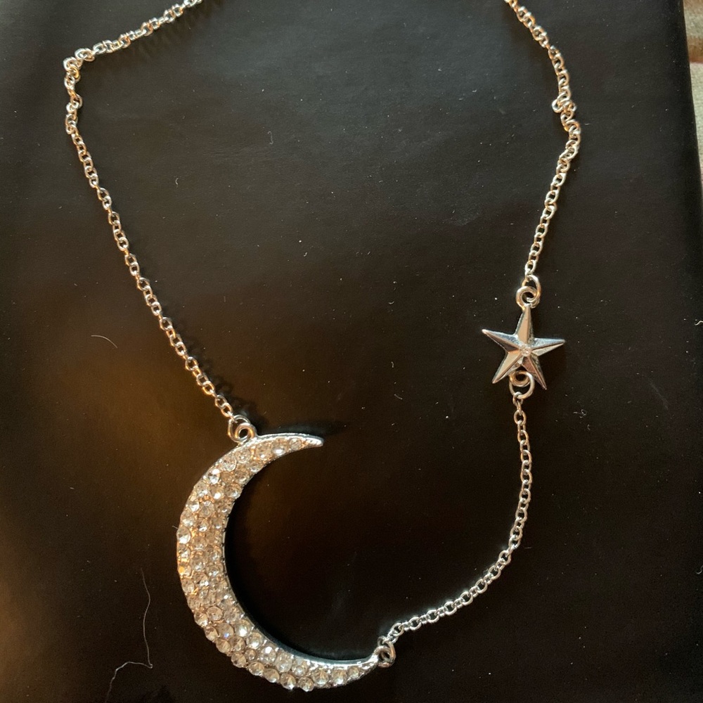 Moon and star sparkly necklace
